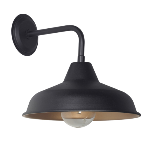 Aplique 1 luz cono de chapa con pantalla de 31cm y barral  negro